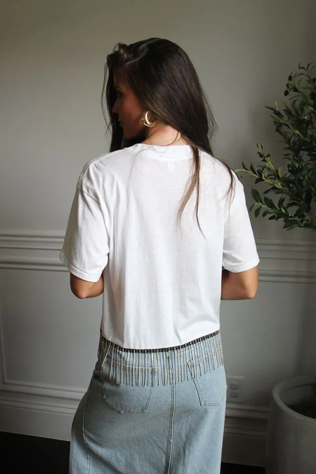 Billy Ray Cyrus Cropped Rhinestone Fringe Tee