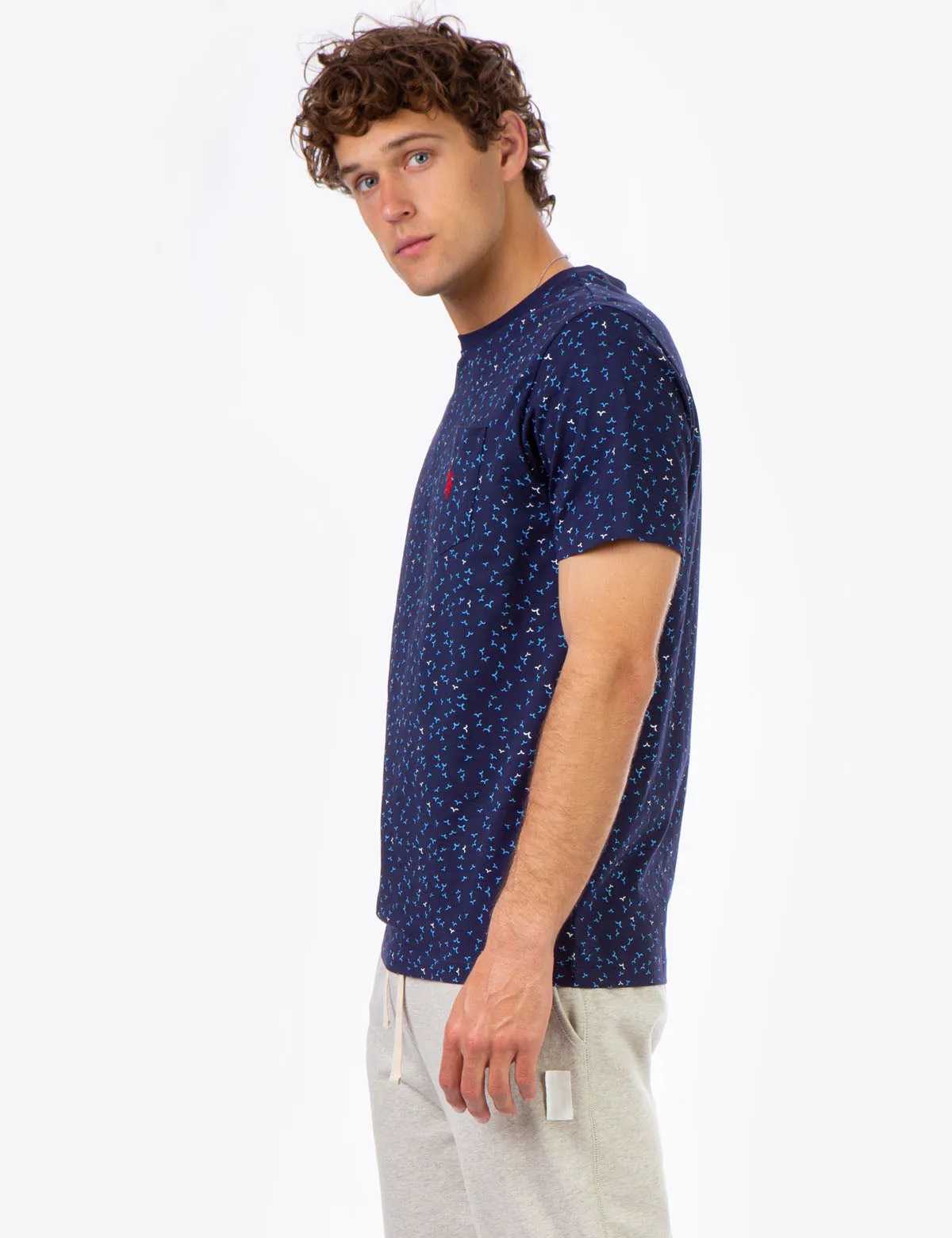 BIRD PRINT CREW NECK T-SHIRT